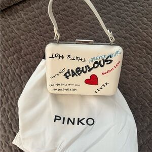 Pinko Cream Graphic Clutch